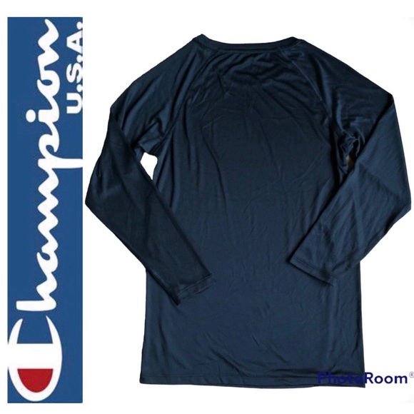 CHAMPION Performance Shirt Long Sleeve Large Black Boy’s UNISEX - Picture 2 of 14